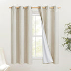 NICETOWN Natural Kitchen 100% Blackout Narrow Curtains 48 inches Long 2 Panels by NICETOWN