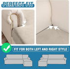 Couch Cover 6-Piece Elastic Velvet Couch Cushion Covers & Chaise Slipcovers - Image 6