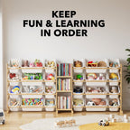 SpaceAid Large Toy Storage Organizer with 24 Bins and 3 Shelves, Toy Organizers Storage Bookshelf, Kids Bin Shelf Box Bookcase for Bedroom Playroom Organization Room Decor, White