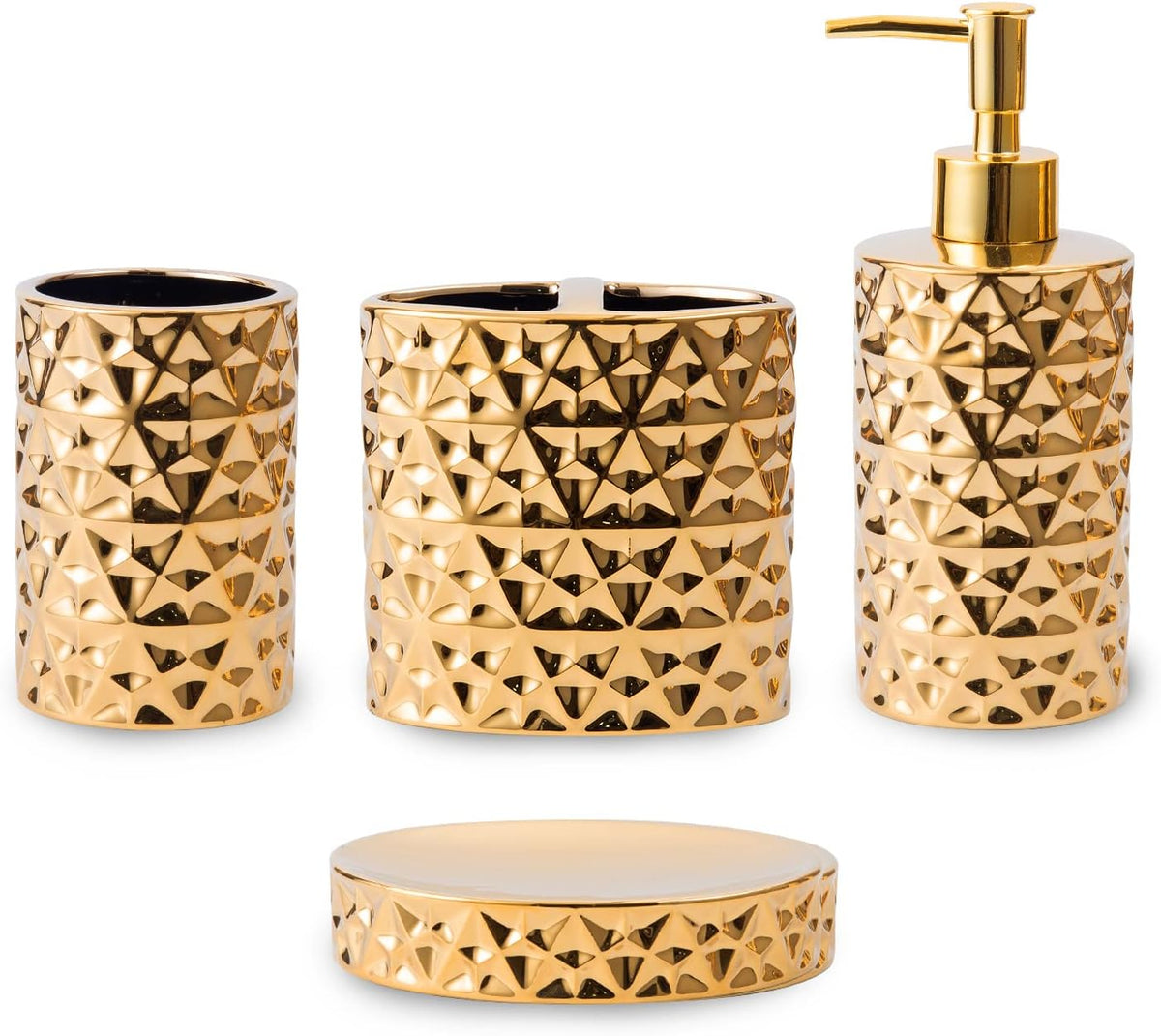 Goldenr Ceramic Bathroom Accessories Set Complete, Modern Decor,4PCS