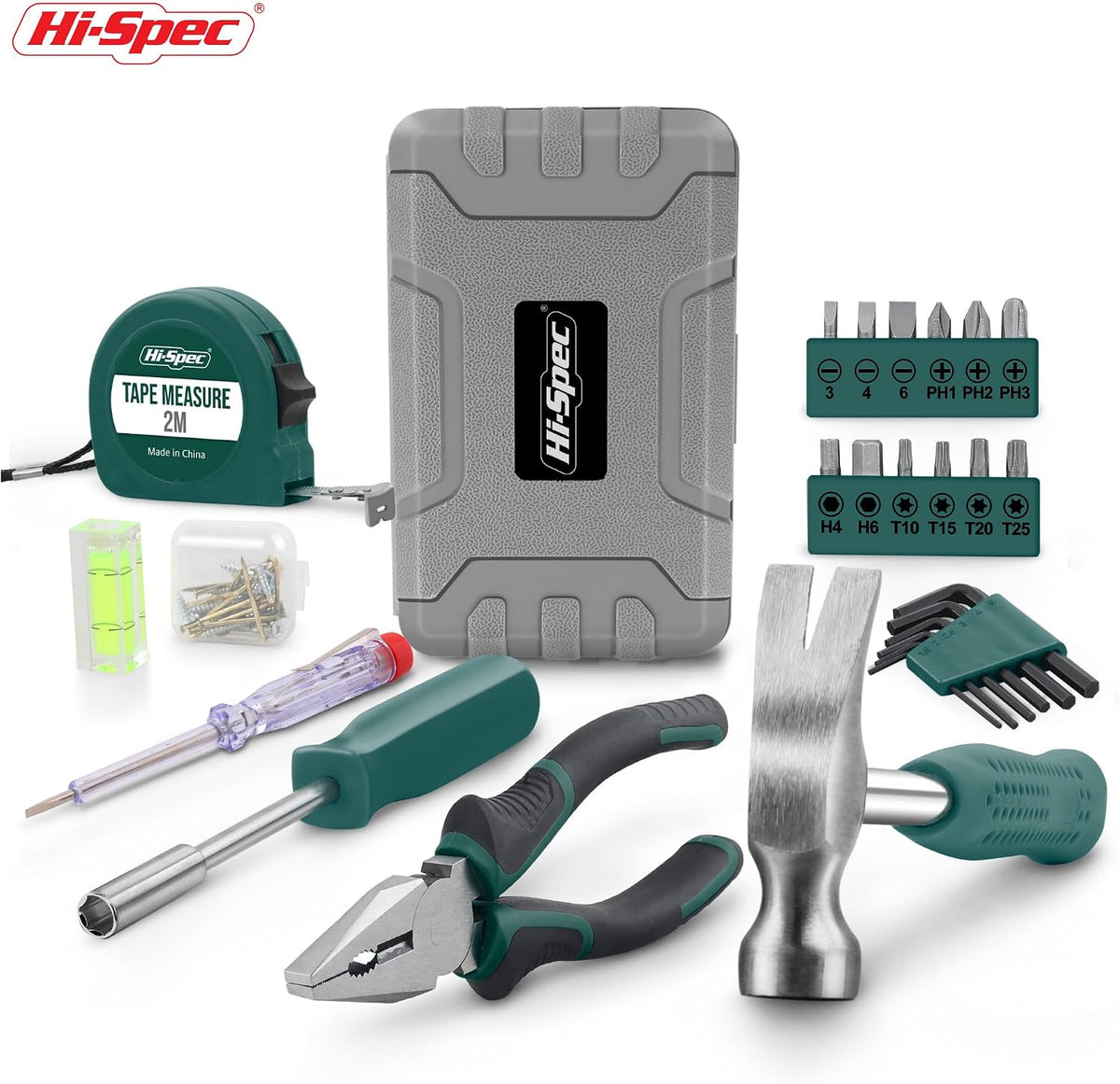 Hi-Spec Small Tool Kit Compact Set for Home and Office DIY, Green