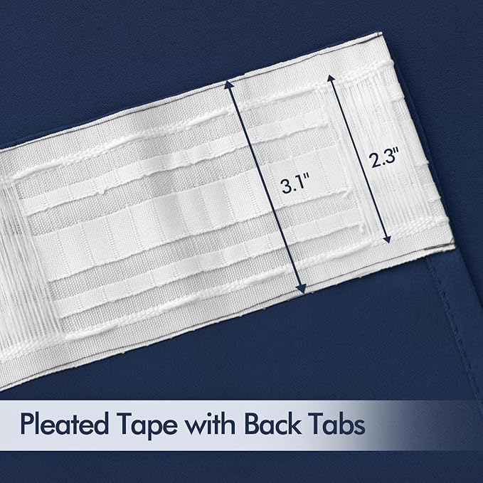 MIULEE Navy Blue Back Tab Blackout Curtain 96 Inch Long 2 Panels Set - Image 4