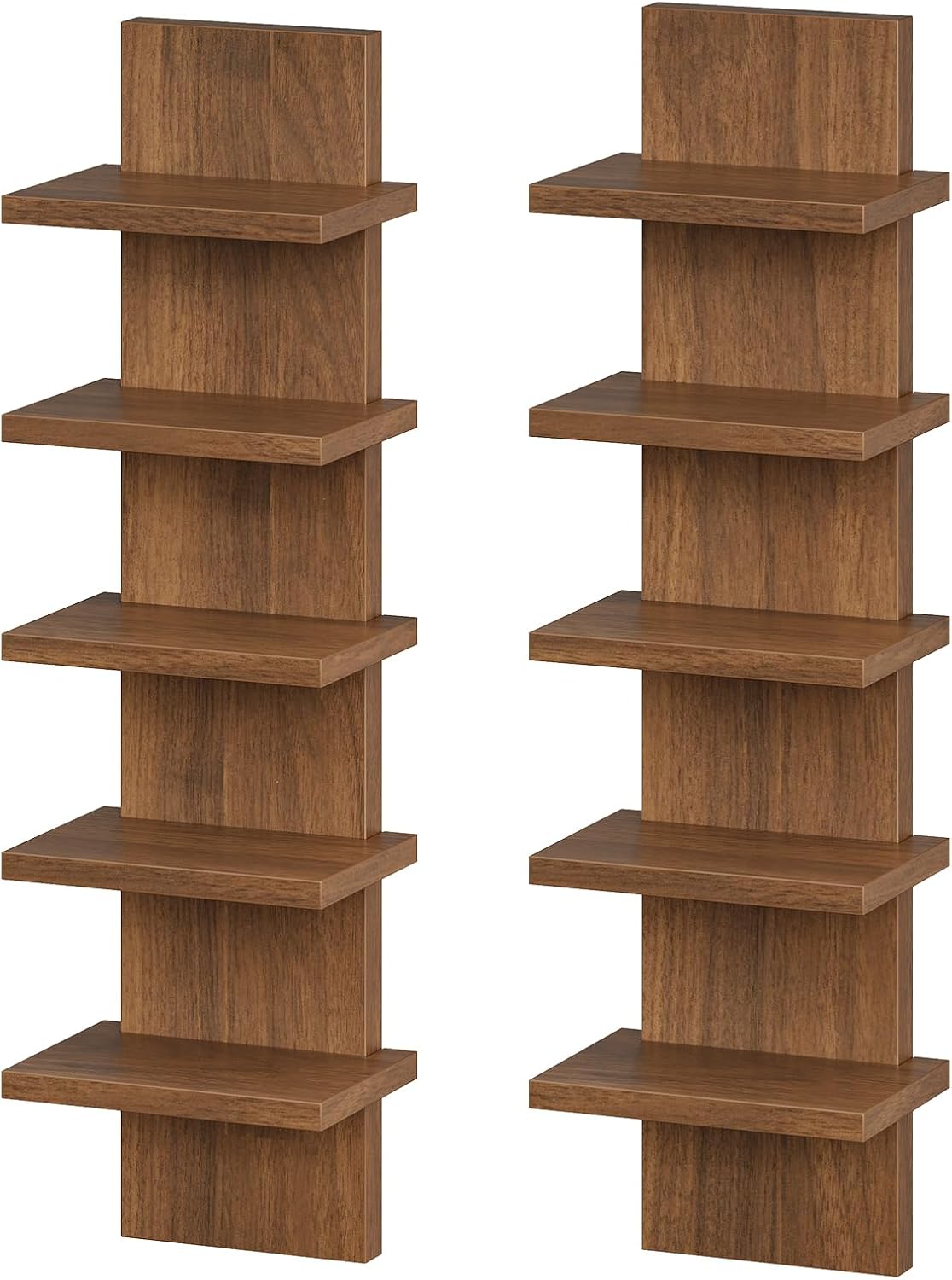 HOOBRO 5 Tier Wall Shelf Unit for Storage, 2 Pack Floating Shelves for Wall