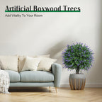 Artificial Boxwood Topiary Ball with Lavender, UV Resistant Set of 2