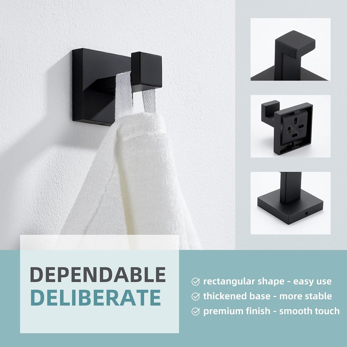 Angle Simple Towel Hook Matte Black, Coat Robe Hook, Bathroom Towel Hanger
