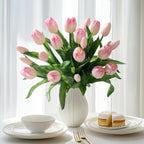 Bailikang 20PCS Fake Tulips Artificial Tulip Silk Flowers Fake PU Bouquet Artificial Flowers Faux Flowers with Gift Box Soft Faux Tulips Bouquets Arrangements for Party Wedding Home