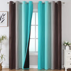 Estelar Textiler Brown and Teal Gradient Blackout Curtains by ESTELARTEXTILER