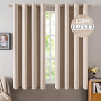MIULEE Linen Textured Curtains for Bedroom Solid 100% Blackout Thermal by MIULEE