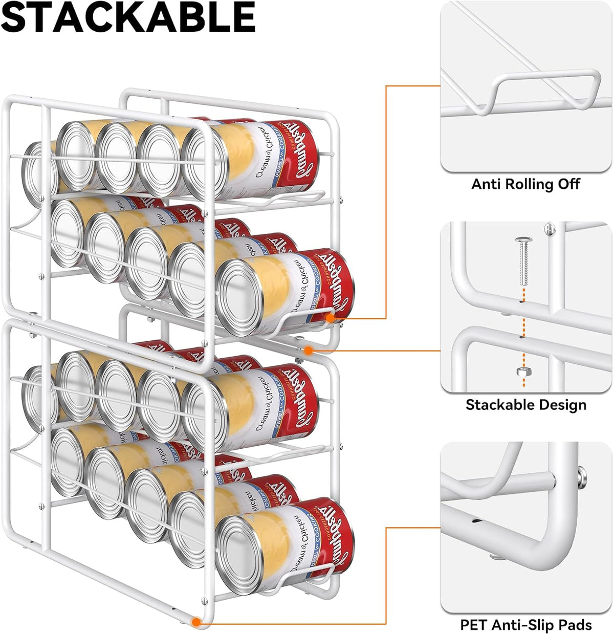 MOOACE 4 Pack Can Organizer for Pantry, Stackable Soda Can Dispenser Rack
