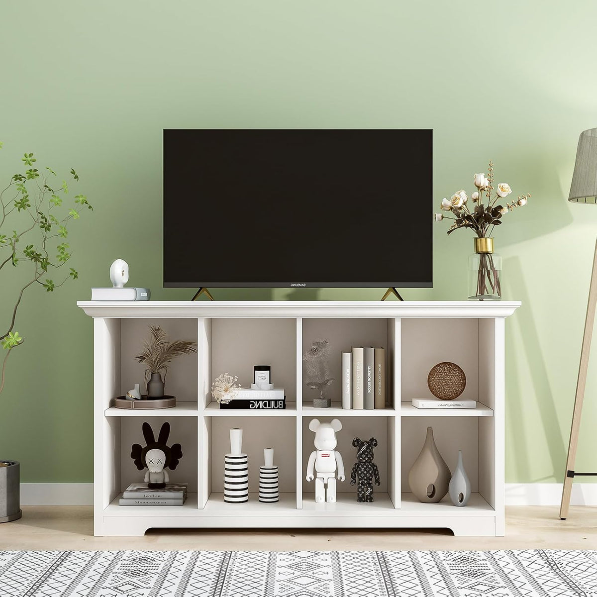 OSCHF 8-Cube Open Bookcase with Base, 2-Tier Low Cabinet, White