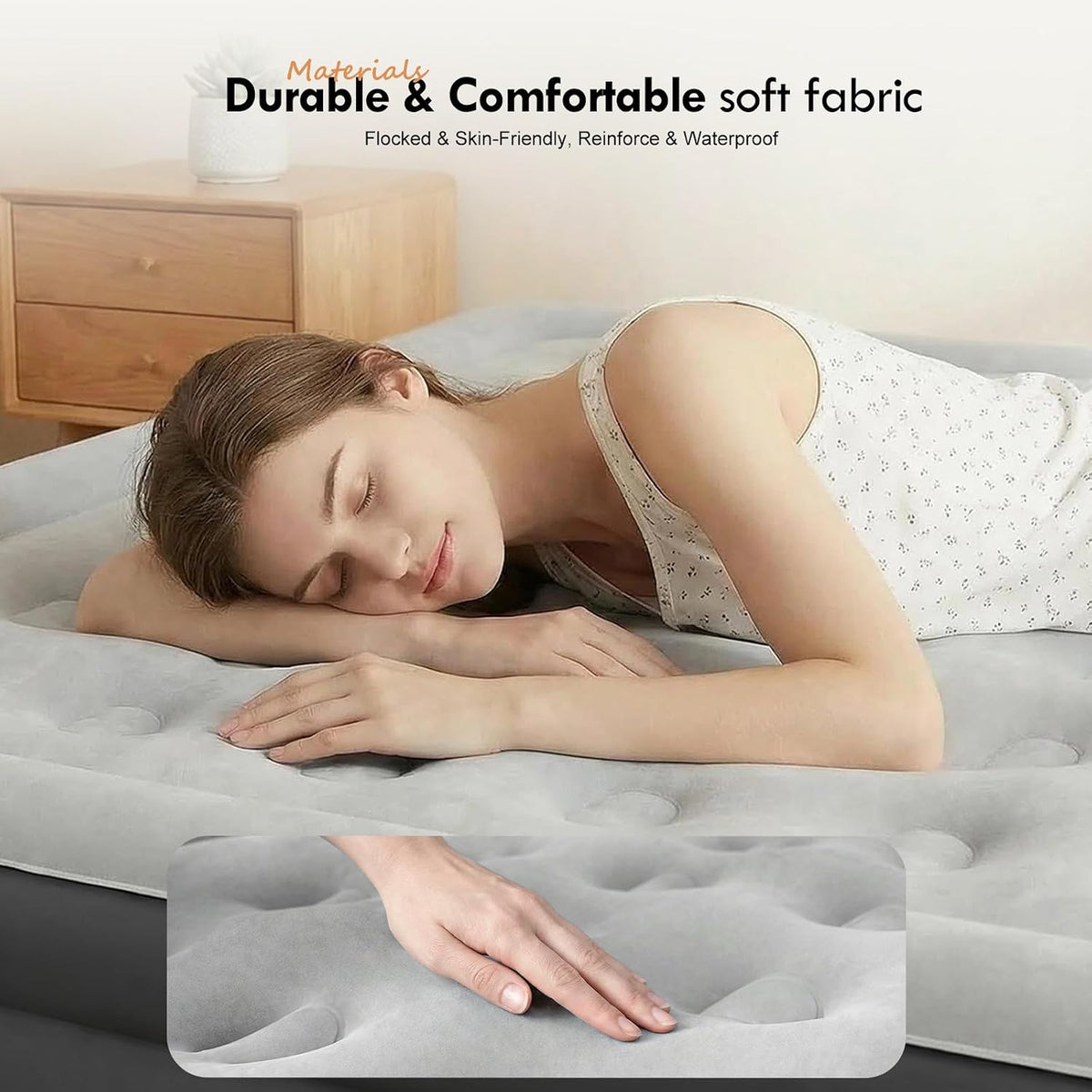 DIMAR GARDEN King Size Air Mattress with Built in Pump, 18.5” Blow Up Mattress, Inflatable Bed for Home