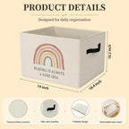 Reading Corner Decor Storage Bin, Boho Rainbow Collapsible Storage