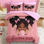 Nesker Twin Comforter Set for Girls, 5 Pieces Princess Bedding for Kids