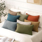 MIULEE Decorative Linen Pillow Covers 18x18 Inch Burnt Orange ​Boho Farmhouse​ - Image 4