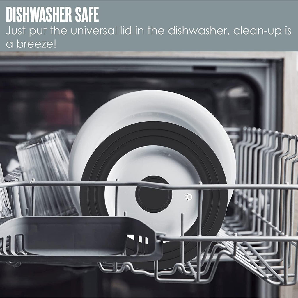 Universal Lids for Pots, Pans & Skillets - Fits 7", 8" & 9" Diameter, 10", 11" & 12" Diameter Cookware, Tempered Glass with High Heat Resistant Silicone Rim, Dishwasher Safe (2 Pack)