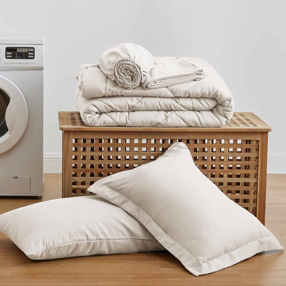 Love's cabin Twin Comforter Set, 5 Pieces Bed in a Bag, Beige