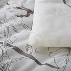 SLEEPBELLA Comforter King Size, 600 Thread Count Cotton Brown Branches and Blue Flowers Off-White Comforter Sets, Down Alternative Bedding Set 3Pcs(King, Off-White Botanical)
