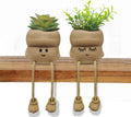 2PCS Smiley Face Succulent Artificial Plants Planters, Cute Plant Pot