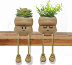 2PCS Smiley Face Succulent Artificial Plants Planters, Cute Plant Pot