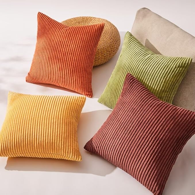 Topfinel Fall 20x20 Set of 4 Couch Decorative Pillow Covers, Modern Burnt - Image 6