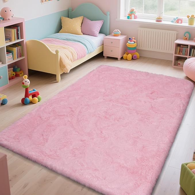 Large Shag Area Rugs for Living Room Bedroom, Big Ultra Soft Fluffy Pink Area - Image 8