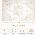 Area Rug 10x14 Vintage Rugs: Large Washable Living Room Rug Retro Medallion - Image 2