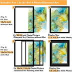 12x16 Double Floating Mat Wood Picture Frame, for 30 x 40cm Diamond Art Painting with Double 10x14 Black Mat, 10x14 Matted Frame with Shatter Resistant Plexiglass, 2 Pack, Black
