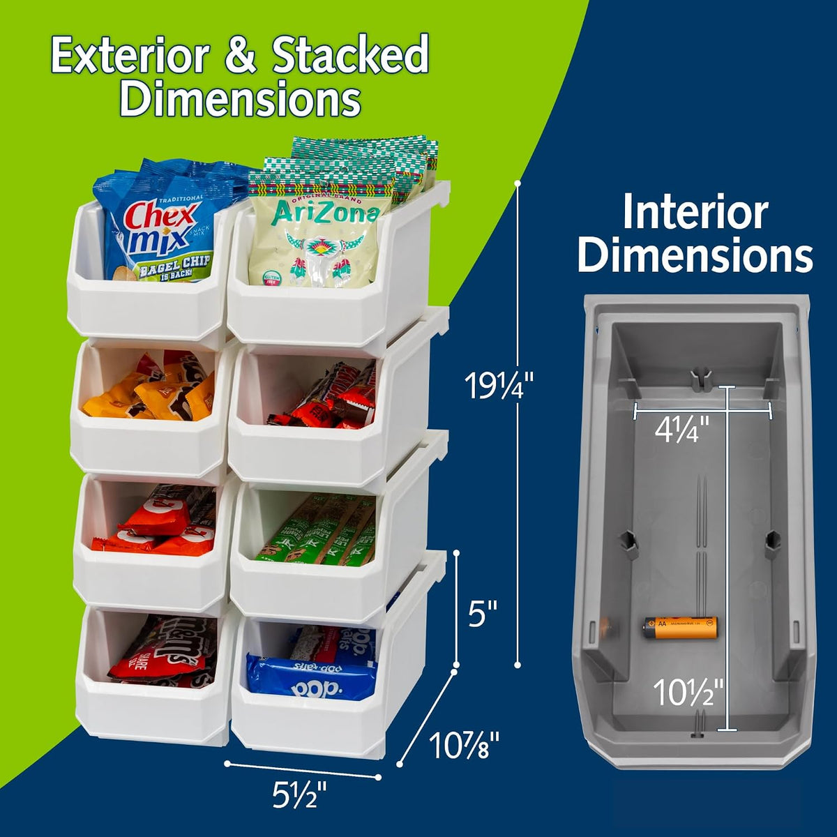 ReadySpace Medium Stackable Plastic Storage Bins, 8-Pack, White