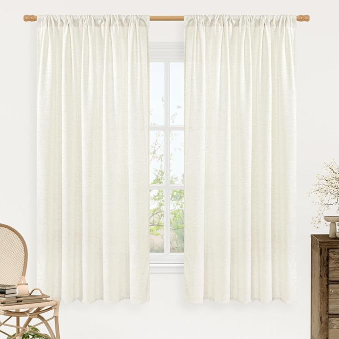 LAMIT Natural Linen Blended Curtains 63 Inch by LAMIT