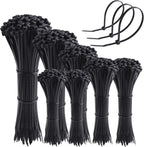 DTOL Cable Ties Assorted Sizes 4+6+8+10+12 Inch Zipties Heavy Duty Plastic Wire Ties UV Resistant Zip Ties Assortment Small Zip Tie Wraps Cord Management for Home, Office, Gardening, 700 Pack Black