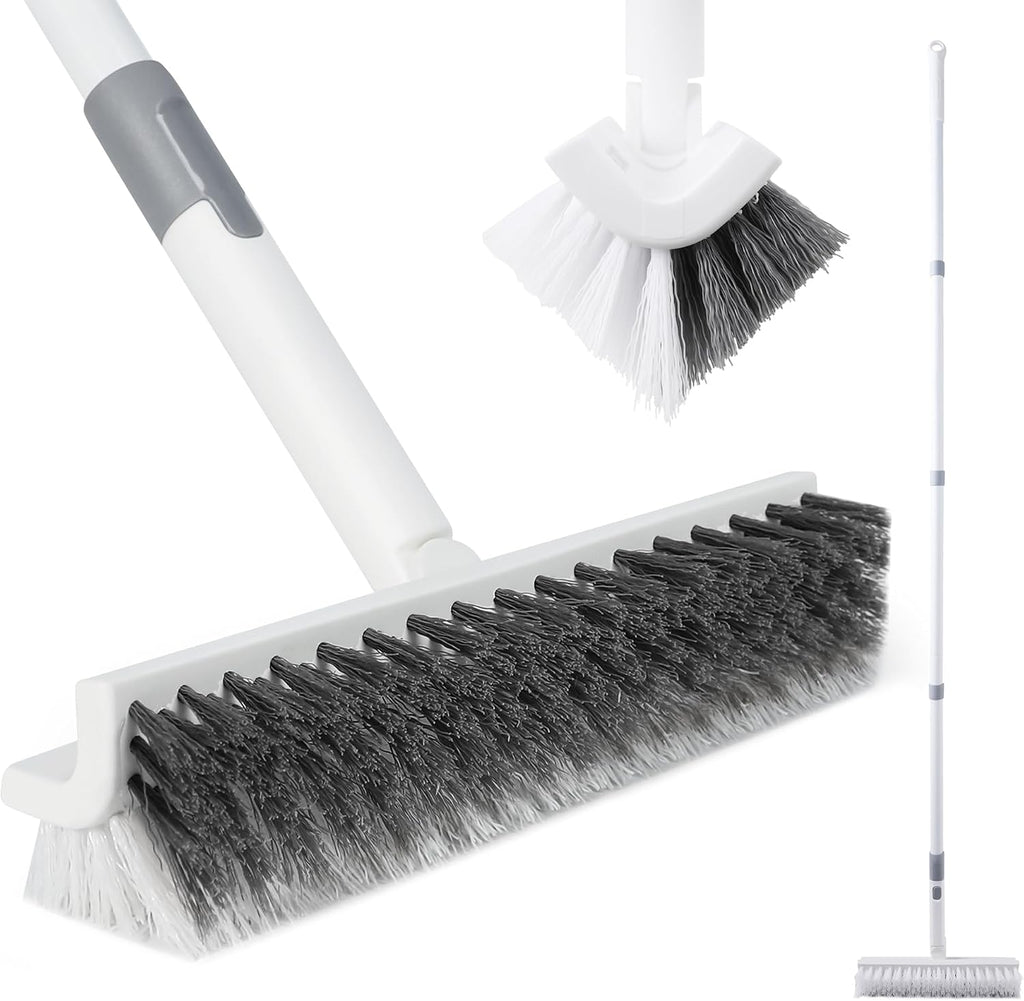 BOOMJOY Grout Brush with Long Handle, 57" Grout Cleaner for Tile Floors, Double-Sided with V-Shape Stiff Bristles for Bathroom, Patio, Kitchen, Wall, Corners and Deck