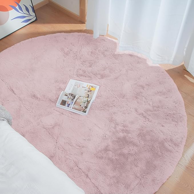 ORINOVA Pink Boho Faux Rabbit Fluffy Fur Rugs - Image 3