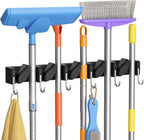 Lifewit Mop and Broom Holder Organizer Wall Mount Non-Slip, 1 Pack, Black
