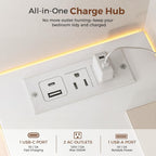 6 Drawer Dresser with LED Lights and Charging Station, Modern White Dresser