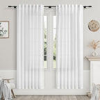 Nanspring White Semi Sheer Linen Curtains 73 Inch Length by Nanspring