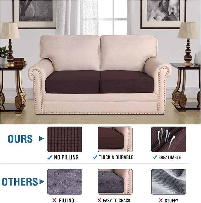 H.VERSAILTEX High Stretch Couch Cushion Covers, Chair Sofa Seat Slipcovers - Image 5