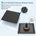 Shower Faucet Set Matte Black Rain Shower Head and Handle Set