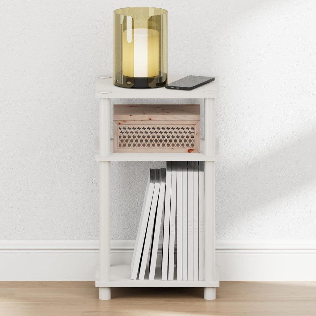Furinno JUST Toolless 3-Tier Night Stand, Open Storage, White