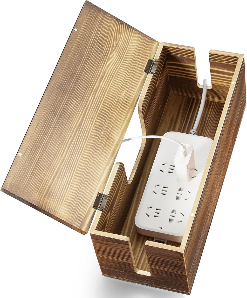 Large Cable Management Box - Wood Cable Organizer Box and Power Strip Box for Electrical Cord Management - Hide Desk Cord and Floor Cables - Wire Storage and Organization for Cords, Black