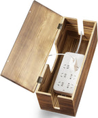 Large Cable Management Box - Wood Cable Organizer Box and Power Strip Box for Electrical Cord Management - Hide Desk Cord and Floor Cables - Wire Storage and Organization for Cords, Black