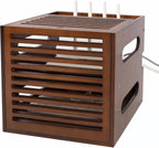 WiFi Router Box Hider with Cable Management, Bamboo, White