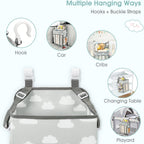 Maliton Hanging Diaper Caddy Organizer Hold 52+ Diapers(Gray Cloud)