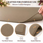 Fire Resistant Hearth Rug, 48 x 28 Inch Fireplace Mat, Brown