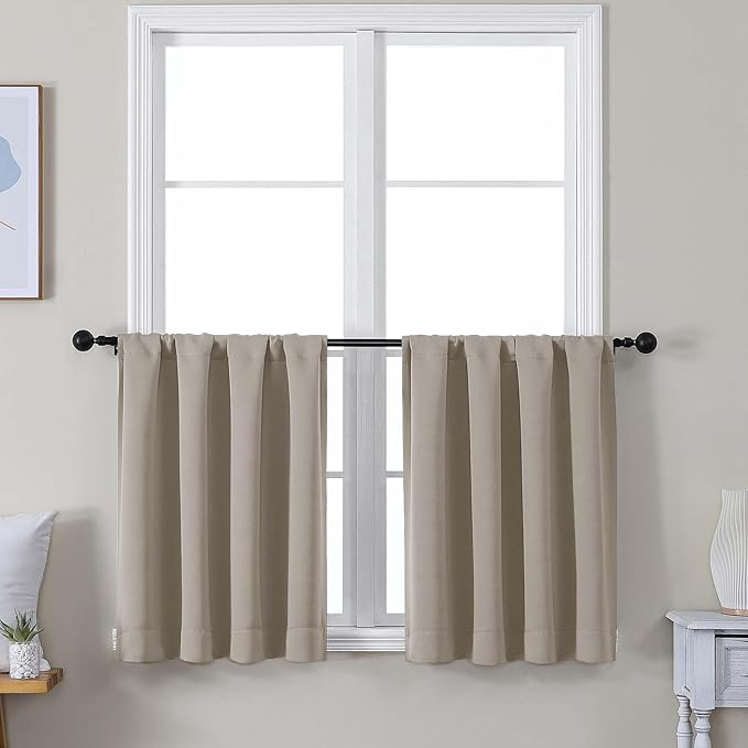 Simplebrand Ava Stone Short 30 Inches Blackout Curtain 2 Panels Set, Half by Simplebrand