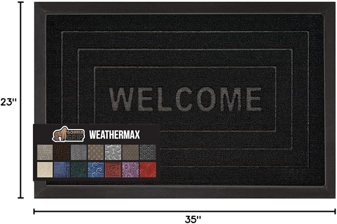GORILLA GRIP 100% Waterproof All-Season WeatherMAX Doormat 35x23, US Designed - Image 2