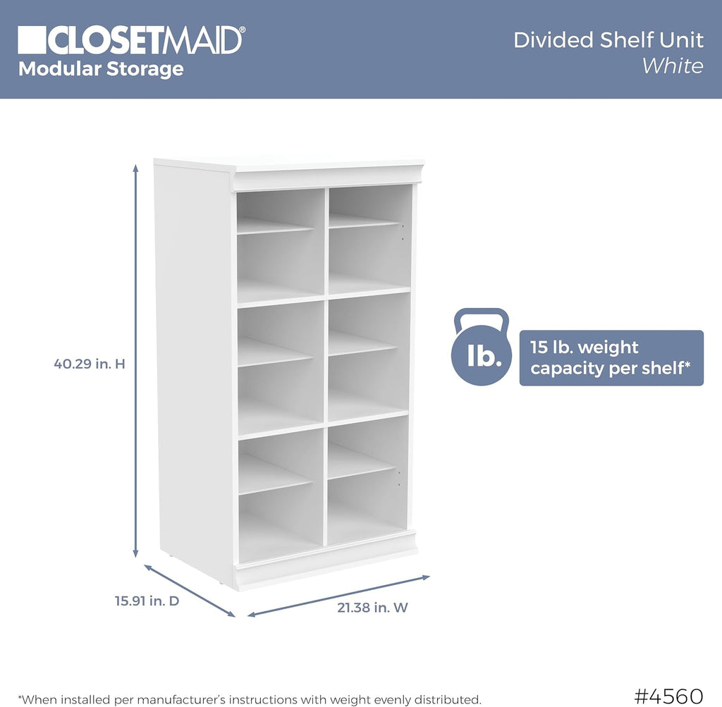 ClosetMaid Modular Storage 21.38-inch W 12-Shelf Cubby Storage Cabinet with Doors, White