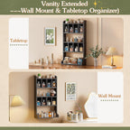 Keebofly Perfume Organizer Wall Mount & Large Cologne Display Case - Wooden Multi-Tier Trinket Shelf for Fragrances, Collectibles, Figures, Miniatures, Cosmetics and Shot Glasses,Black