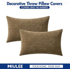 MIULEE Pack of 2 Coffee Throw Pillow Covers 12x20 Inch Soft Chenille Lumbar - Image 6