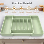 ukeetap Extra Large Expandable Silverware Organizer, Flatware Tray, Green