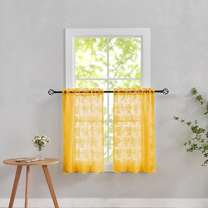 YJ YANJUN Vintage Lace Curtains 24 inch by YJYANJUN